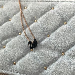 Swarovski Iconic Swan pendant
 Small, Black, Rose gold-tone plated